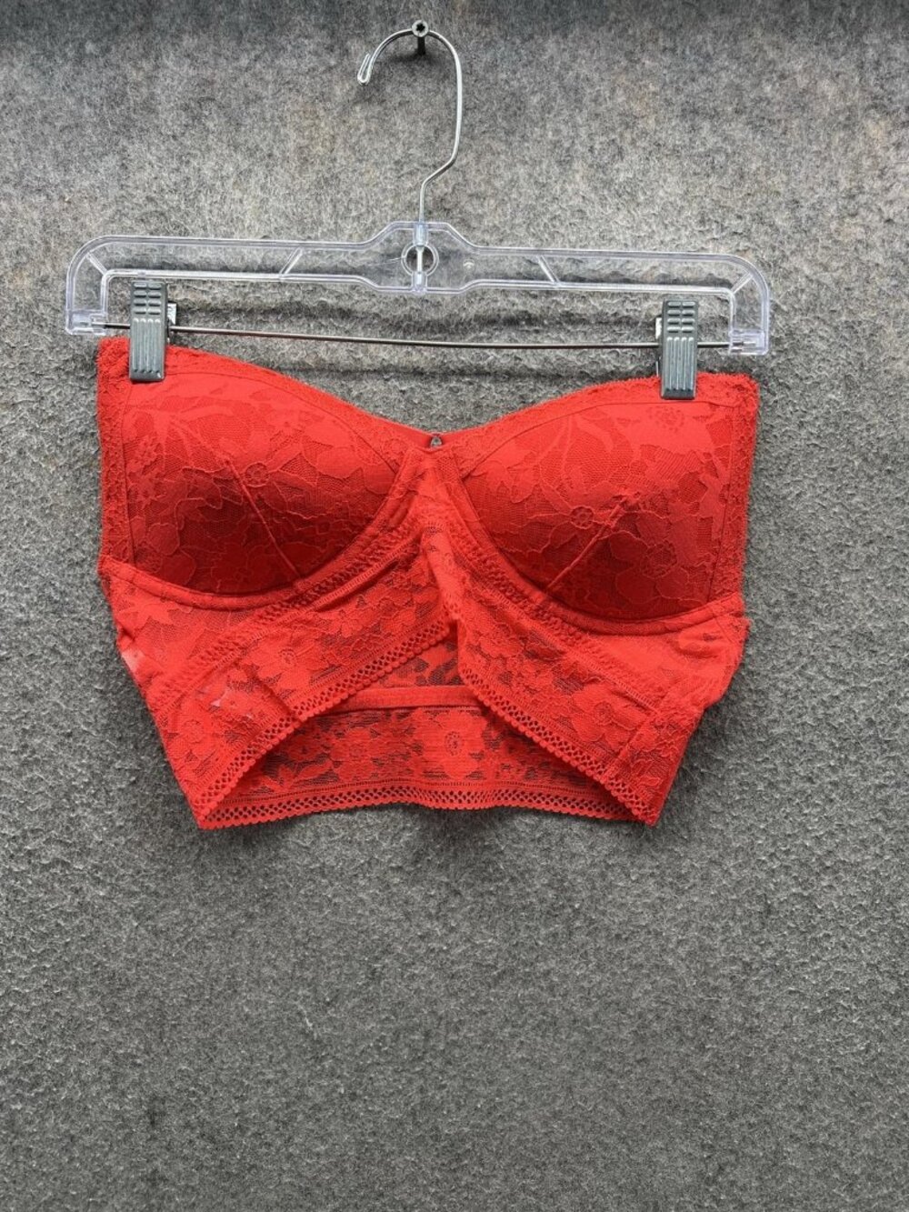 Victoria's Secret Longline Bra Women Medium Red Lace Underwire Adjustable Straps